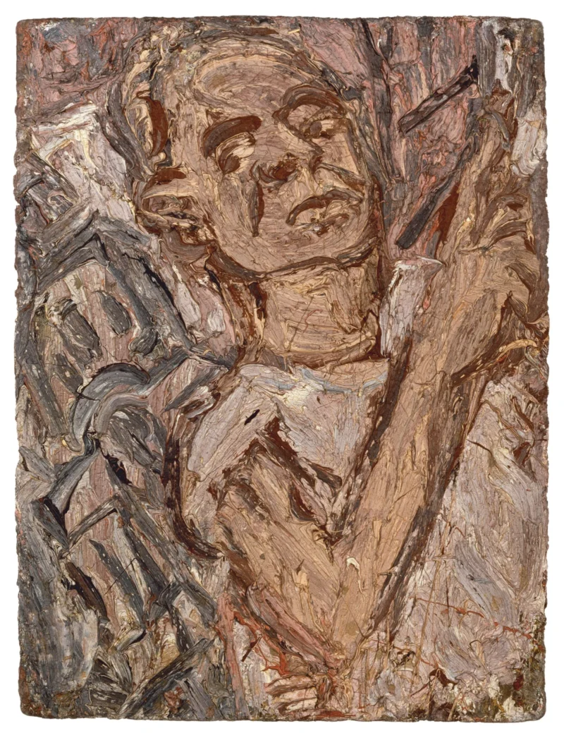 Leon Kossoff, Self-portrait with Christ Church, 1986
