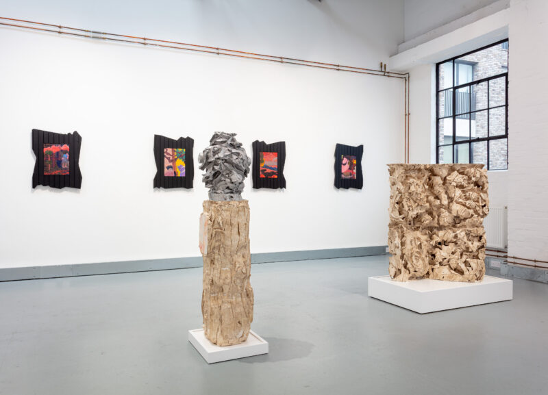 Installation shot from Abraham Kritzman: Palms and Smoke, @ Elizabeth Xi Bauer