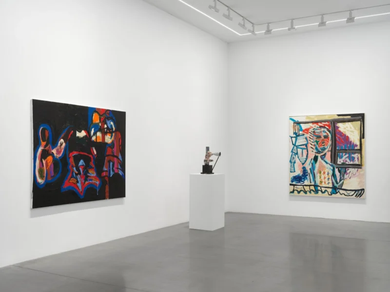 Installation shot from Southpaw: Gerasimos Floratos & Karel Appel, @ Almine Rech