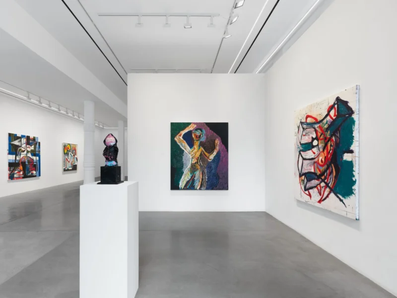Installation shot from Southpaw: Gerasimos Floratos & Karel Appel, @ Almine Rech
