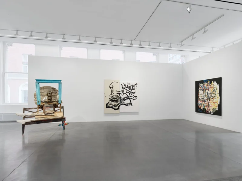 Installation shot from Southpaw: Gerasimos Floratos & Karel Appel, @ Almine Rech