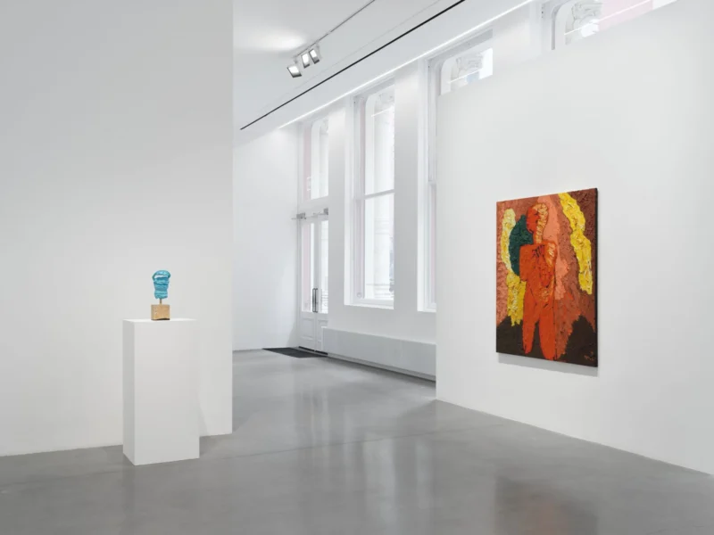 Installation shot from Southpaw: Gerasimos Floratos & Karel Appel, @ Almine Rech