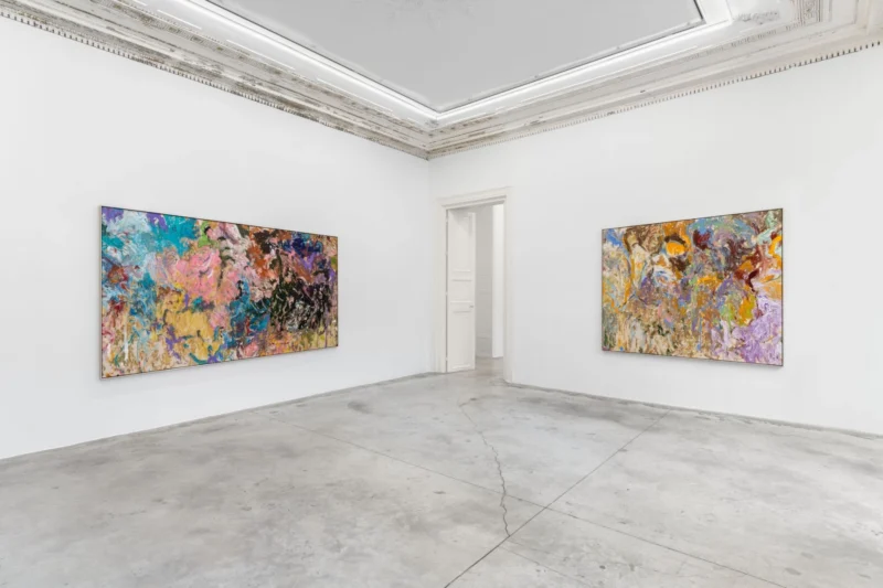 Installation shot from Larry Poons: Kentucky Cols., @ Almine Rech