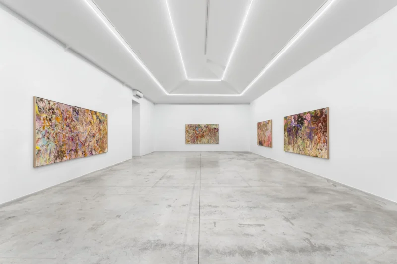Installation shot from Larry Poons: Kentucky Cols., @ Almine Rech