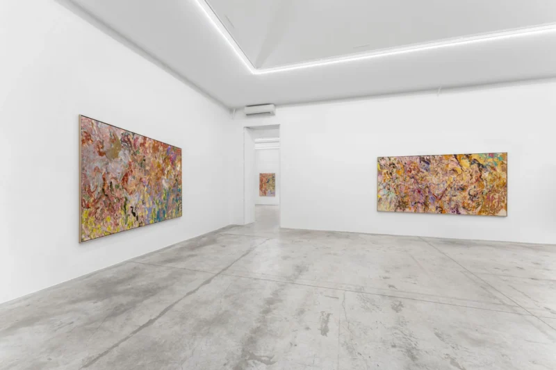 Installation shot from Larry Poons: Kentucky Cols., @ Almine Rech
