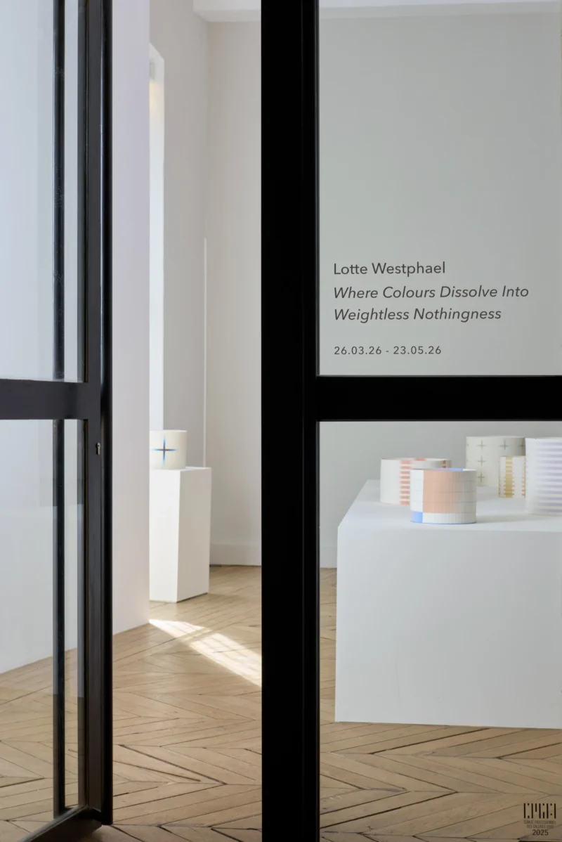 Installation shot from Lotte Westphael: Where Colours Dissolve Into Weightless Nothingness, @ Galerie Maria Wettergren