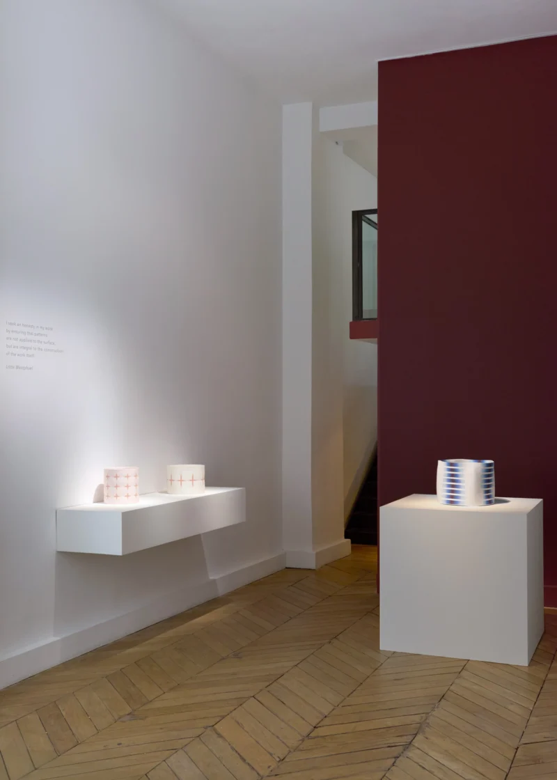 Installation shot from Lotte Westphael: Where Colours Dissolve Into Weightless Nothingness, @ Galerie Maria Wettergren