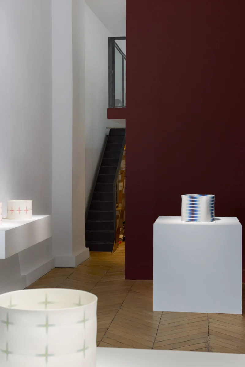 Installation shot from Lotte Westphael: Where Colours Dissolve Into Weightless Nothingness, @ Galerie Maria Wettergren