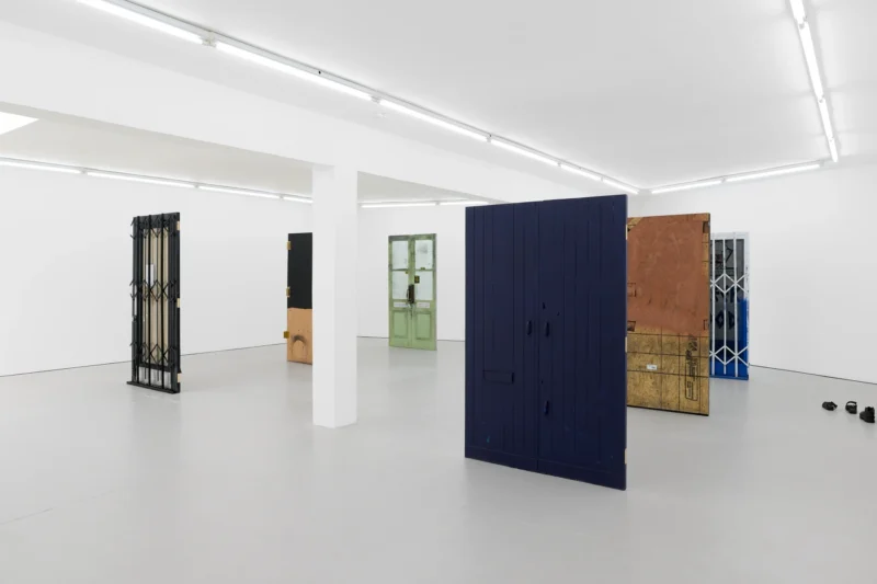 Installation shot from Fiona Connor: I haven’t arrived yet, Closed Down Clubs, @ Maureen Paley
