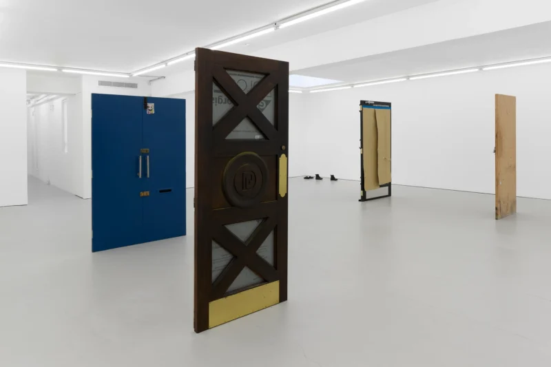 Installation shot from Fiona Connor: I haven’t arrived yet, Closed Down Clubs, @ Maureen Paley