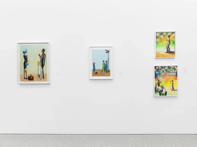 Installation shot from Benny Andrews: Migrants, @ Michael Rosenfeld Gallery