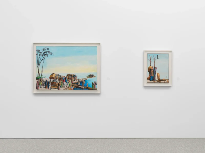 Installation shot from Benny Andrews: Migrants, @ Michael Rosenfeld Gallery