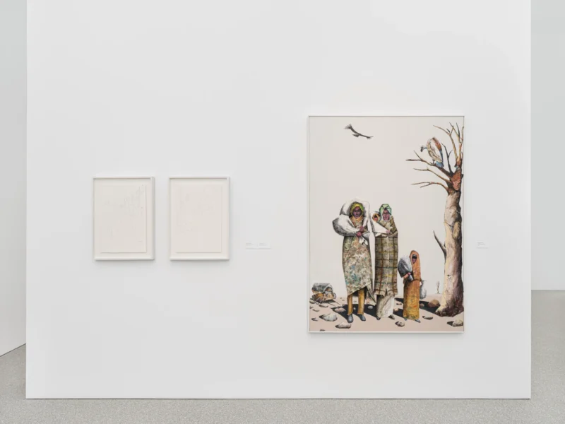 Installation shot from Benny Andrews: Migrants, @ Michael Rosenfeld Gallery