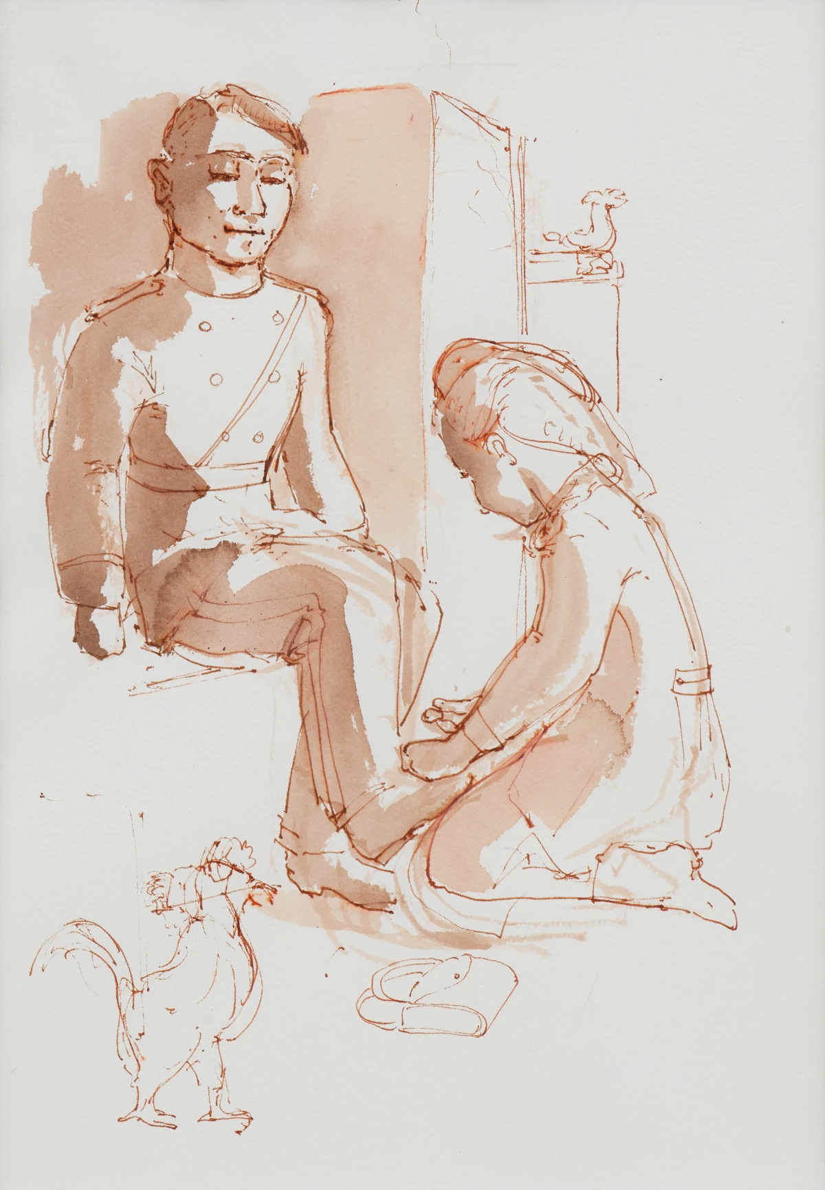 Paula Rego, Study for The Cadet and His Sister, 1988