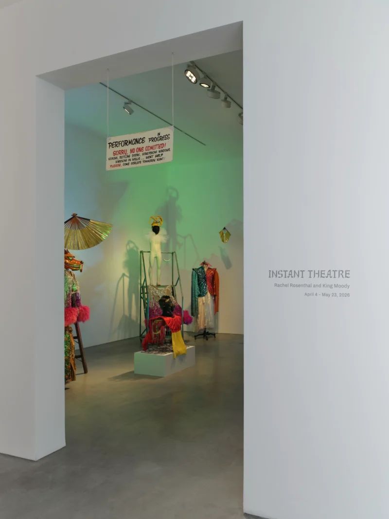 Installation shot from Instant Theatre: Rachel Rosenthal and King Moody, @ Roberts Projects