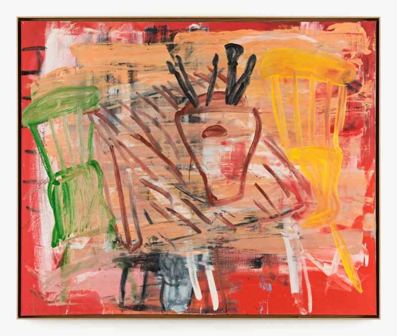 Roy Oxlade, Black Brushes in a Pot with Two Chairs, c. 2000