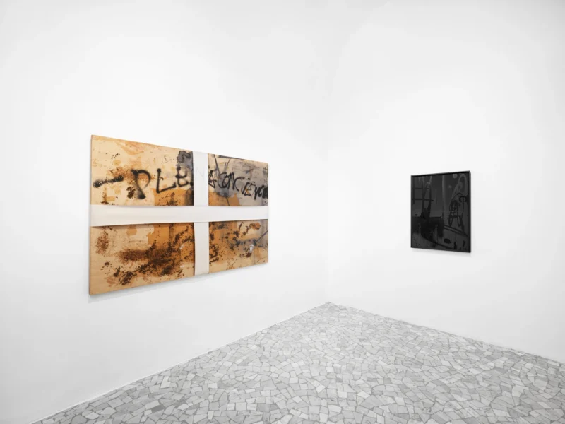 Installation shot from Adam Pendleton + Antoni Tàpies, @ Alfonso Artiaco