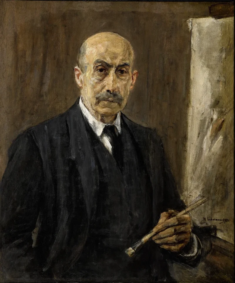 Max Liebermann, Selbstbildnis im Anzug neben der Staffelei, 1922