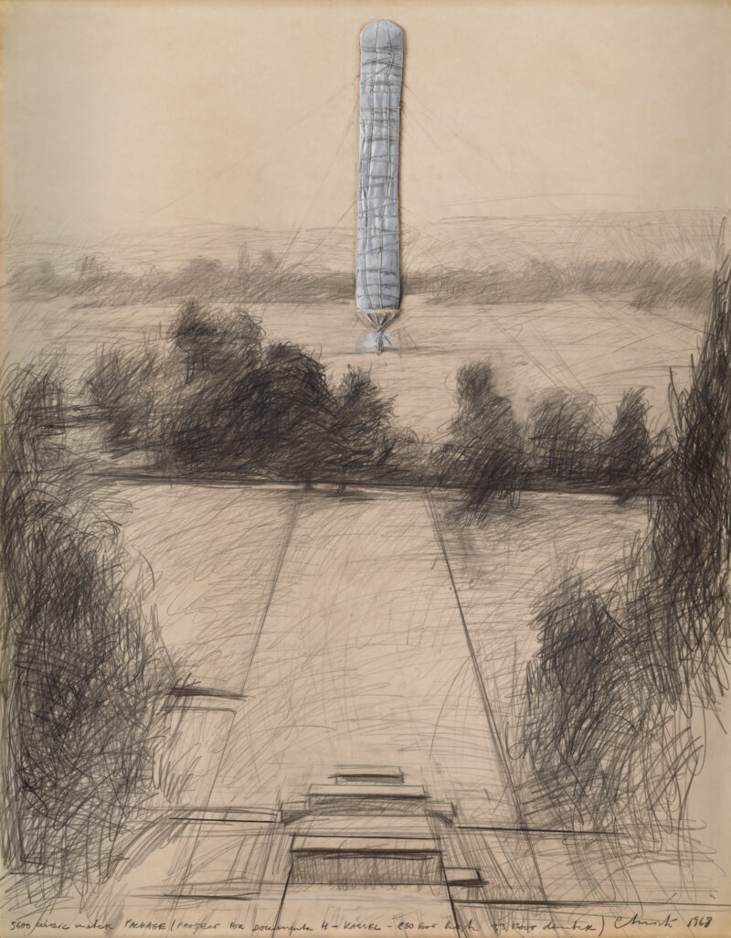 Christo, 5,600 Cubic Meter Package (Project for documenta IV, Kassel), 1968