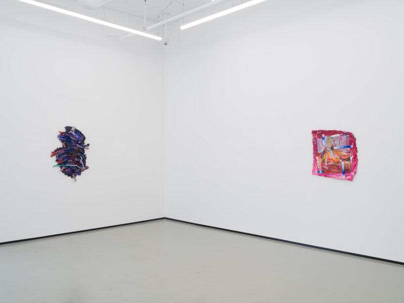 Installation shot from Katy Cowan: Tape Drifts and Figures Reach, @ Philip Martin Gallery