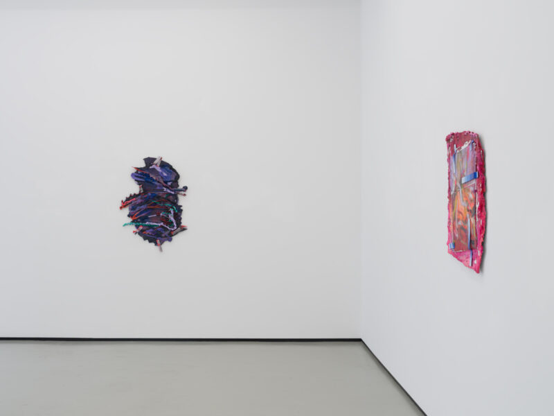 Installation shot from Katy Cowan: Tape Drifts and Figures Reach, @ Philip Martin Gallery