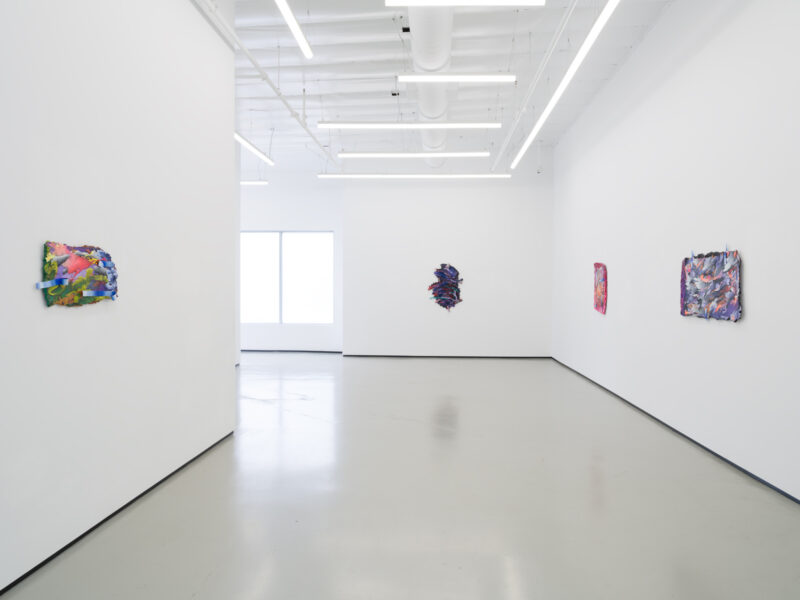 Installation shot from Katy Cowan: Tape Drifts and Figures Reach, @ Philip Martin Gallery