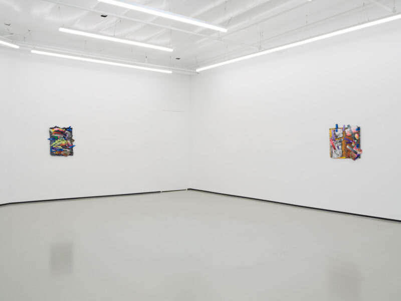 Installation shot from Katy Cowan: Tape Drifts and Figures Reach, @ Philip Martin Gallery