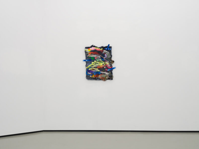 Installation shot from Katy Cowan: Tape Drifts and Figures Reach, @ Philip Martin Gallery