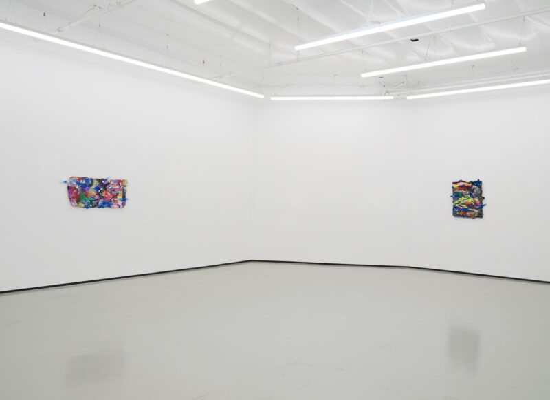 Installation shot from Katy Cowan: Tape Drifts and Figures Reach, @ Philip Martin Gallery
