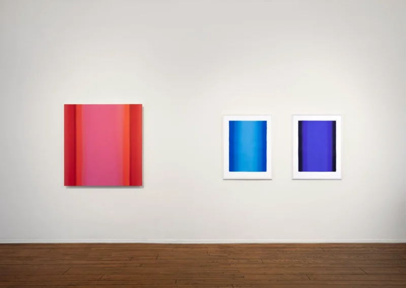 Installation shot from Infinite Horizons: Works by Heather Hutchison and Ruth Pastine, @ Louis Stern Fine Arts