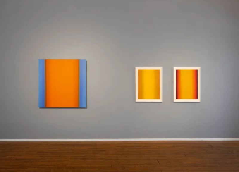 Installation shot from Infinite Horizons: Works by Heather Hutchison and Ruth Pastine, @ Louis Stern Fine Arts