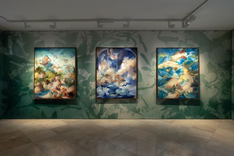 Installation shot from Flora Yukhnovich: Egg, @ Victoria Miro