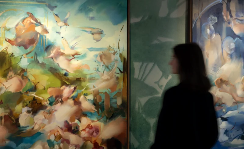 Installation shot from Flora Yukhnovich: Egg, @ Victoria Miro