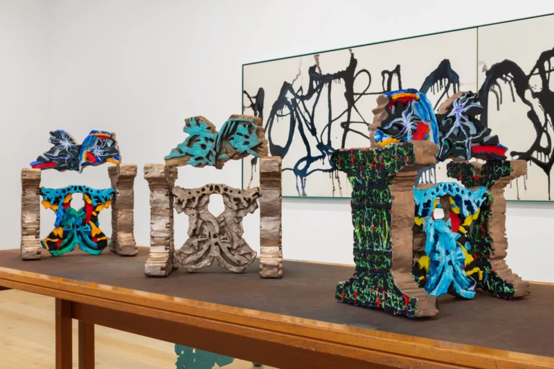 Installation shot from Ida Ekblad: EAT AN EGGPLANT, @ Galerie Max Hetzler