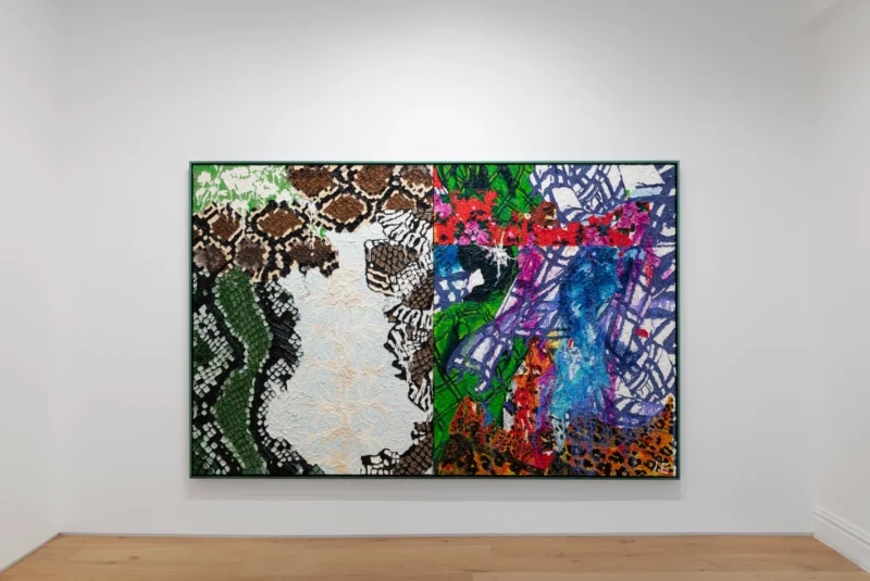 Installation shot from Ida Ekblad: EAT AN EGGPLANT, @ Galerie Max Hetzler