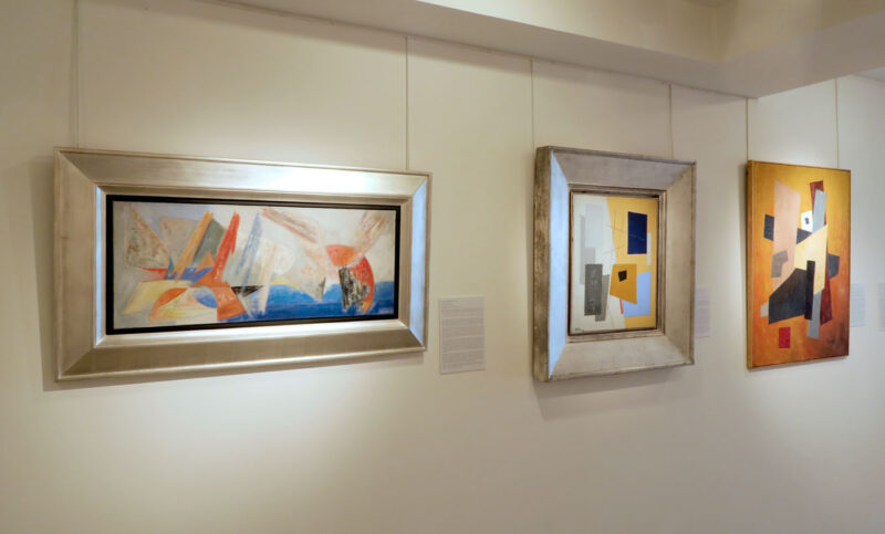 Installation shot from Gestural v Geometric: The Post-War Dichotomy, @ Hanina Fine Arts