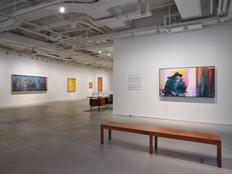 Installation shot from Frank Bowling. Like Water, @ Hauser & Wirth