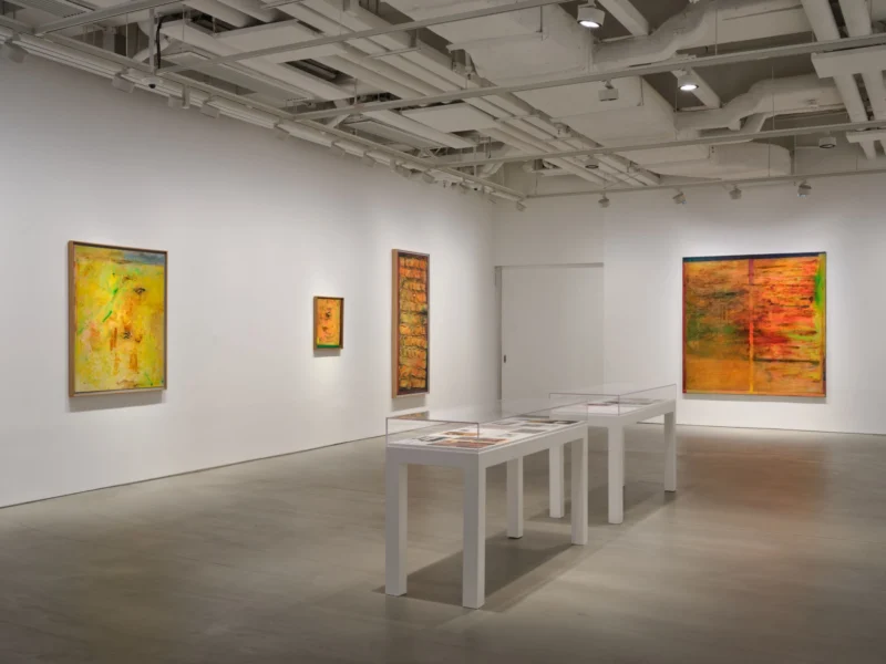 Installation shot from Frank Bowling. Like Water, @ Hauser & Wirth