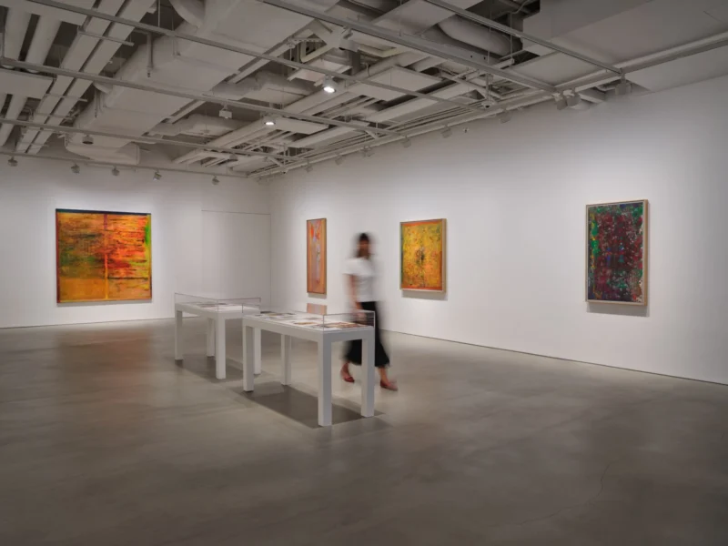 Installation shot from Frank Bowling. Like Water, @ Hauser & Wirth
