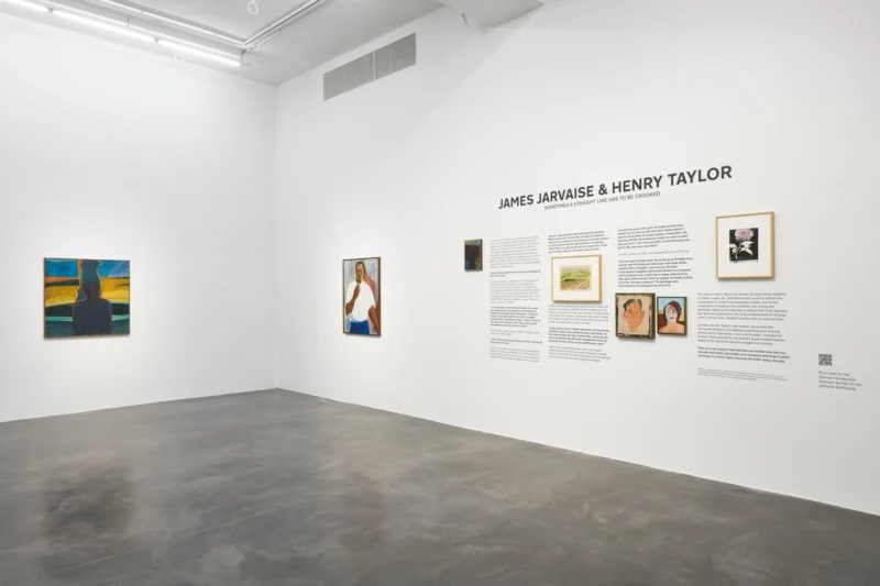 Installation shot from James Jarvaise & Henry Taylor. Sometimes a straight line has to be crooked, @ Hauser & Wirth