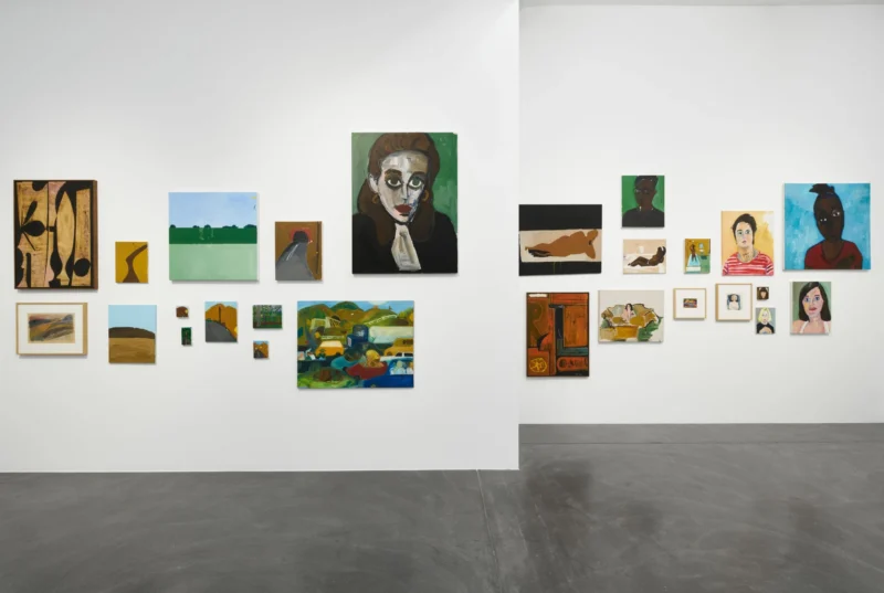 Installation shot from James Jarvaise & Henry Taylor. Sometimes a straight line has to be crooked, @ Hauser & Wirth