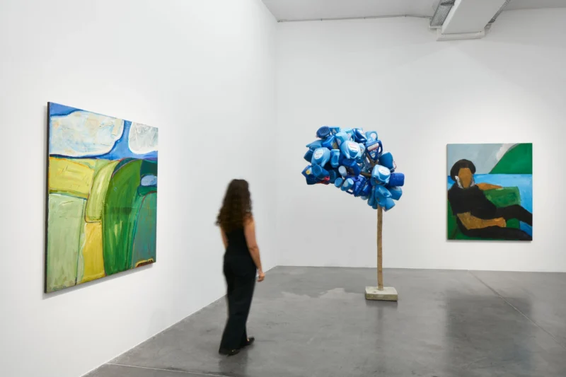 Installation shot from James Jarvaise & Henry Taylor. Sometimes a straight line has to be crooked, @ Hauser & Wirth