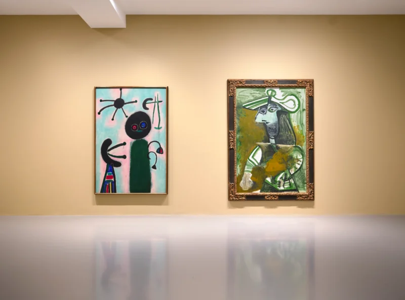 Installation shot from Tête à tête: Joan Miró & Pablo Picasso, @ Nahmad Projects