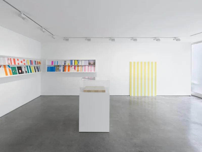 Installation shot from Lisson Street: Daniel Buren – Pages in situ, @ Lisson Gallery