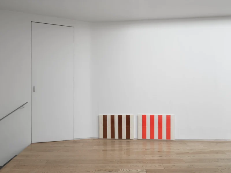 Installation shot from Lisson Street: Daniel Buren – Pages in situ, @ Lisson Gallery