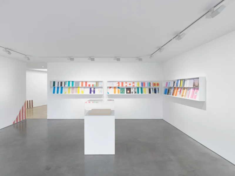 Installation shot from Lisson Street: Daniel Buren – Pages in situ, @ Lisson Gallery