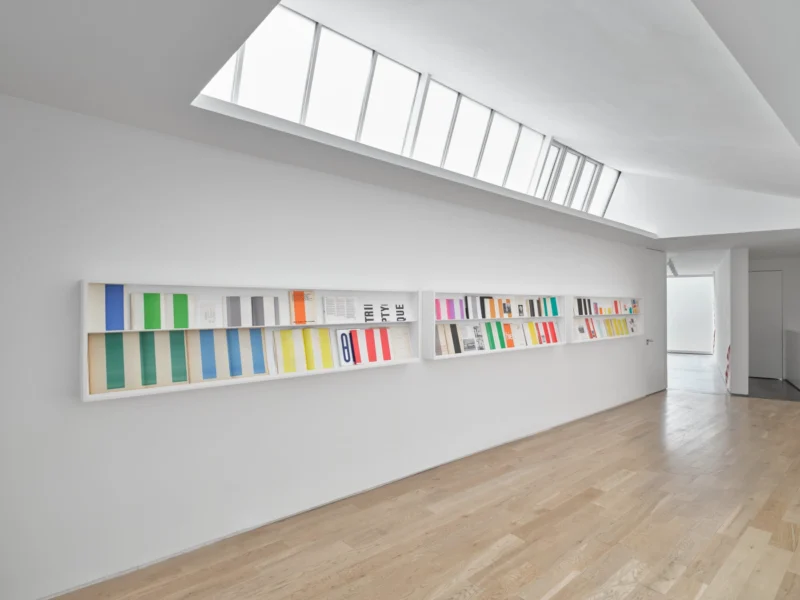 Installation shot from Lisson Street: Daniel Buren – Pages in situ, @ Lisson Gallery