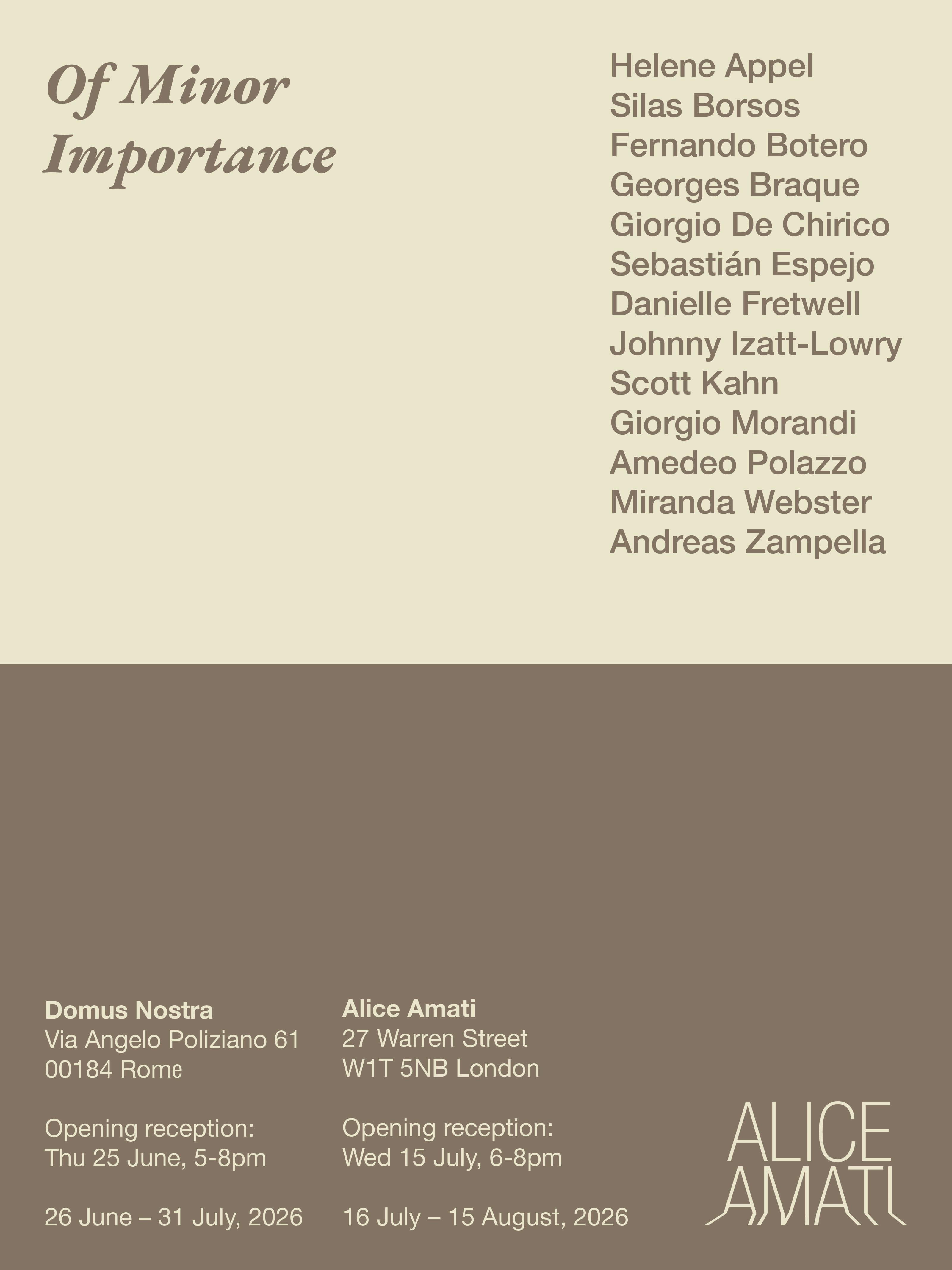 Image for Of Minor Importance, at Alice Amati