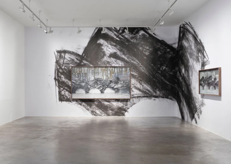 Installation shot from JR: Les esquisses de la Caverne, @ Perrotin