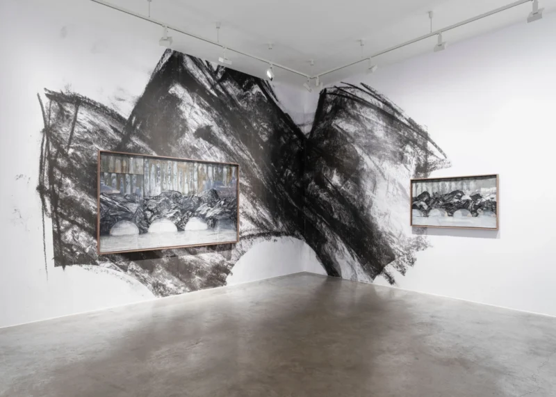 Installation shot from JR: Les esquisses de la Caverne, @ Perrotin